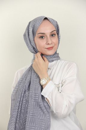 دستمال گردن طوسی زنانه مخلوط پلی استر İpekseli - کد 892590639