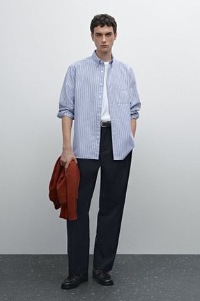 پیراهن آبی مردانه یقه پیراهنی Massimo Dutti - کد 892594508