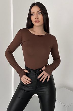 بلوز قهوه ای زنانه ساده New Now - کد 894700827