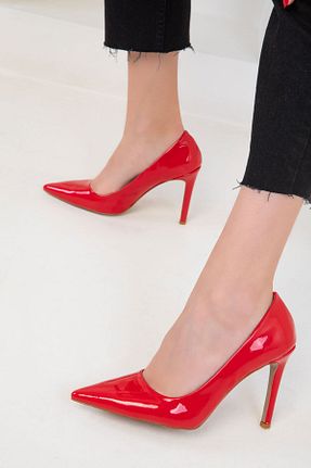 کفش پاشنه بلند کلاسیک قرمز زنانه چرم خالص SOHO - کد 889696590