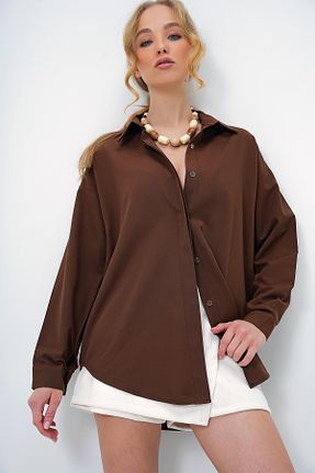 پیراهن سرمه ای زنانه اورسایز Trend Alaçatı Stili - کد 891517798