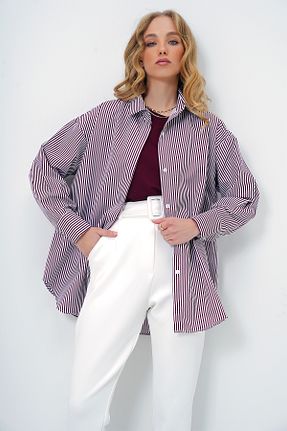 پیراهن زرشکی زنانه ریلکس فیت Trend Alaçatı Stili - کد 891517581
