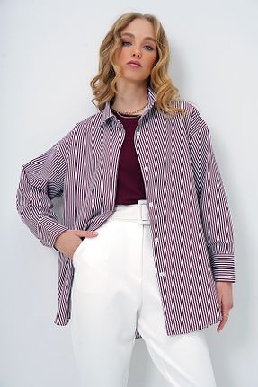 پیراهن زرشکی زنانه ریلکس فیت Trend Alaçatı Stili - کد 891517581