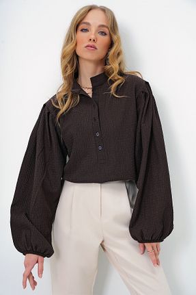 پیراهن قهوه ای زنانه رگولار Trend Alaçatı Stili - کد 891517704