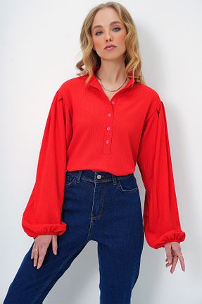 پیراهن قرمز زنانه رگولار Trend Alaçatı Stili - کد 891517711