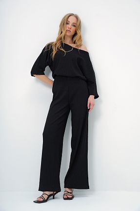 ست بالاتنه و پائین تنه مشکی زنانه بافتنی Trend Alaçatı Stili - کد 891517539
