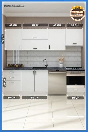 کابینت های آماده آشپزخانه سفید Suntalam Fly Mobilya - کد 32137401