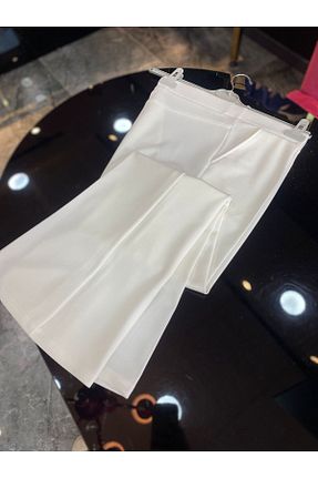 شلوار پارچه ای سفید زنانه بلند PRENSES - کد 890681314
