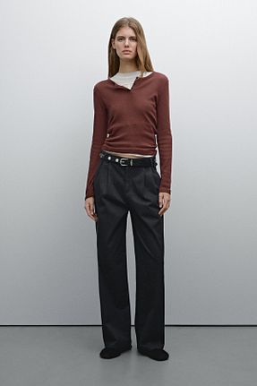 پلیور زرشکی زنانه ساده Massimo Dutti - کد 891726296