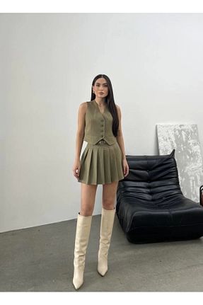 ست بالاتنه و پائین تنه خاکی زنانه بافت Asfa Moda - کد 890744181