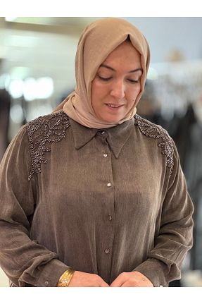 ست بالاتنه و پائین تنه حجاب قهوه ای زنانه رگولار Nurcan Çetin - کد 890735635