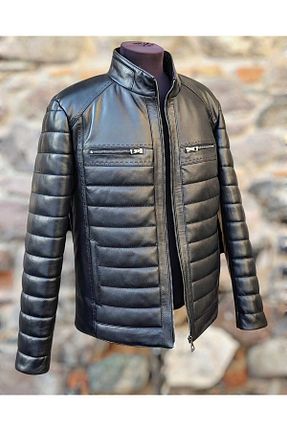 کاپشن مشکی مردانه Fitted LEATHER HOUSE - کد 890758748