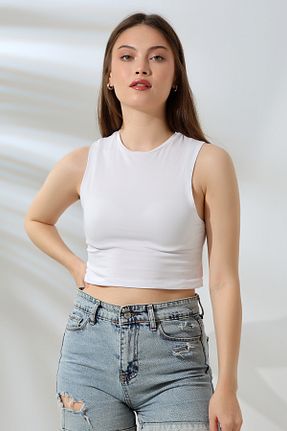 بادی سفید زنانه یقه دوچرخه GLOWES - کد 890775724