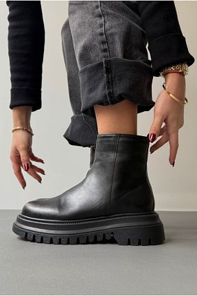 بوت / نیم بوت مشکی زنانه چرم مصنوعی Mupa Shoes - کد 893353931