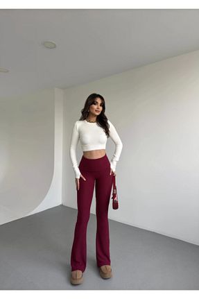 شلوار زرشکی زنانه مخلوط ویسکون Justin - کد 890776706