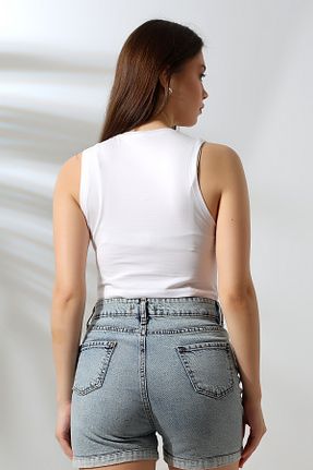 بادی سفید زنانه یقه دوچرخه GLOWES - کد 890775724