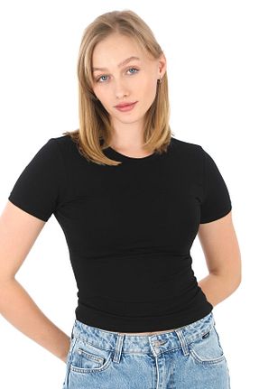 تیشرت مشکی زنانه یقه دوچرخه penyebizden - کد 890801018