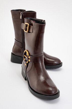 بوت / نیم بوت زرشکی زنانه چرم مصنوعی luvishoes - کد 890789582