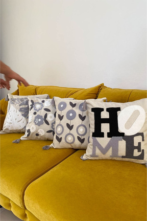 کوسن و روکش کوسن طوسی پنبه ای e-Bizz Store - کد 885217518