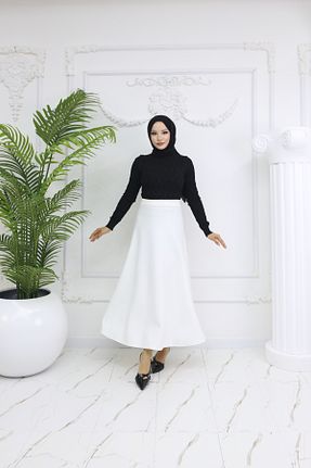 دامن سفید زنانه مخلوط پلی استر HANIMCA GİYİM - کد 890824009
