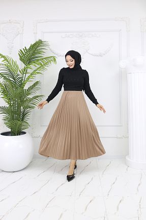 دامن قهوه ای زنانه پلی استر HANIMCA GİYİM - کد 890831507