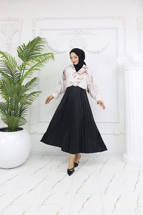 دامن مشکی زنانه پلی استر HANIMCA GİYİM - کد 890831521
