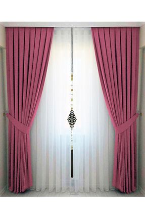 پرده زمینه صورتی پلی استر İ.D İpek Dokuma - کد 104365821