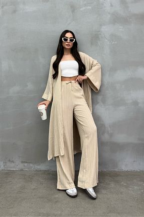 ست بالاتنه و پائین تنه بژ زنانه بافتنی msm fashion - کد 843482566