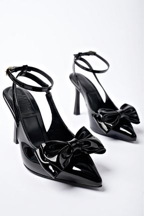 کفش پاشنه بلند کلاسیک مشکی زنانه چرم لاکی CİMİLİ SHOES - کد 890904859