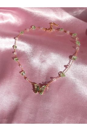 گردنبند جواهر سبز زنانه برنجی Reorah Collection - کد 890903410