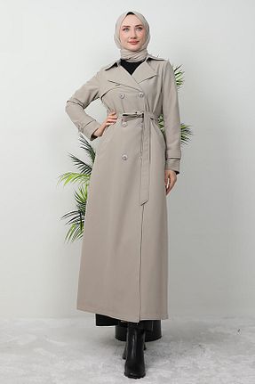 ترنچکت حجاب بژ زنانه پنبه ای GİZ AGİYİM - کد 890915385