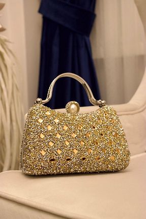 کیف مجلسی طلائی زنانه چرم مصنوعی mossi - کد 818729039