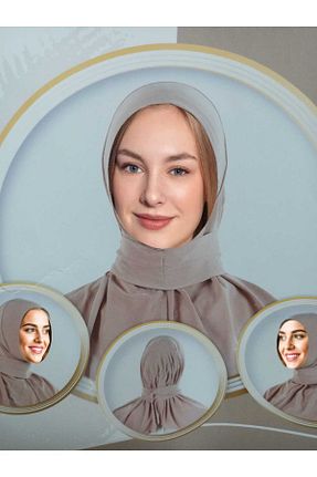 شال طوسی زنانه پنبه ای ENEFENDİ - کد 874981460