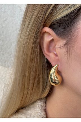 گوشواره جواهر طلائی برنجی KİLİGİSTANBUL - کد 890456026