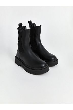 بوت / نیم بوت مشکی زنانه پاشنه تخت LC Waikiki - کد 893180107