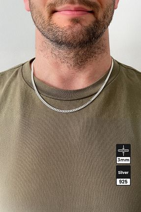 گردنبند نقره رنگی مردانه 925 عیار Mios Silver - کد 813666493