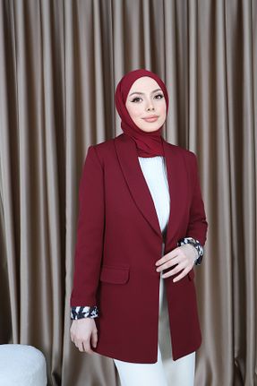 کت بلیزر زرشکی زنانه بافتنی VARELA - کد 892246416