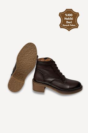 چکمه قهوه ای زنانه چرم خالص casso - کد 892244116