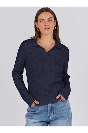پلیور سرمه ای زنانه ساده youknitwear you - کد 891118849