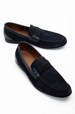 کفش لوفر سرمه ای مردانه چرم خالص Zegeshoes - کد 891140882