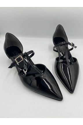 کفش پاشنه بلند کلاسیک مشکی زنانه چرم لاکی Ömer Ediz Shoes - کد 891137072