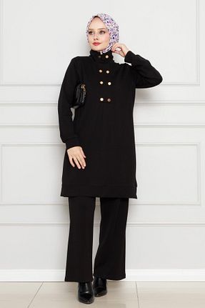 ست بالاتنه و پائین تنه حجاب مشکی زنانه اورسایز Sevitli - کد 898857093