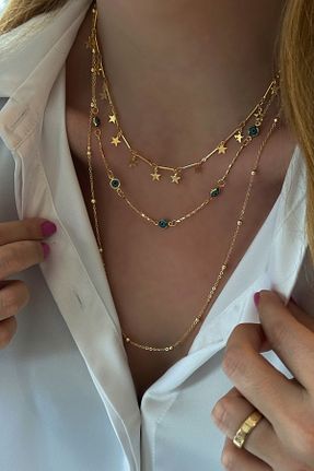 گردنبند جواهر طلائی زنانه روکش طلا Trendy Butik - کد 696684436