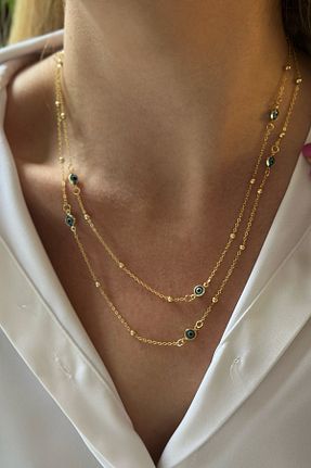 گردنبند جواهر طلائی زنانه برنجی Trendy Butik - کد 219906027