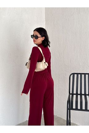 ست بالاتنه و پائین تنه زرشکی زنانه بافت 02Lady Fashion - کد 891380378
