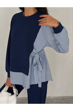ست بالاتنه و پائین تنه سرمه ای زنانه بافت 02Lady Fashion - کد 891379659