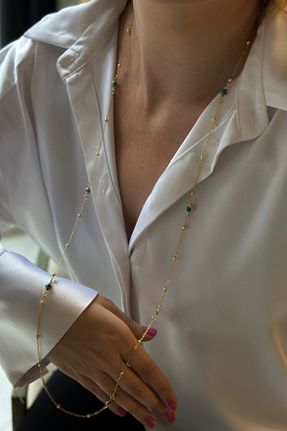گردنبند جواهر طلائی زنانه برنجی Trendy Butik - کد 219906027