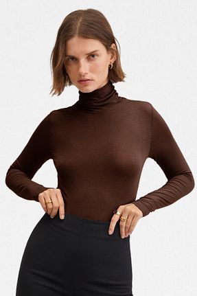 بلوز قهوه ای زنانه ساده VODENS - کد 891316045