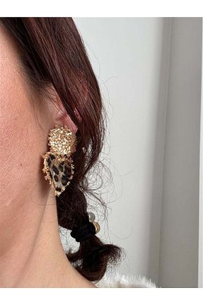 گوشواره جواهر قهوه ای Pelin Aksesuar - کد 891371368