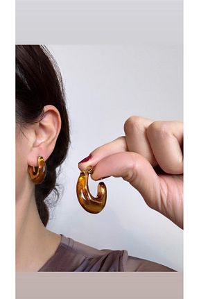 گوشواره استیل (فولاد) قهوه ای استیل (فولاد) Pelin Aksesuar - کد 891371367
